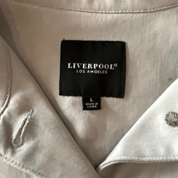 Liverpool Perrie Powerflex Light Denim Moto Trucker Jacket Large Casual Gray - Picture 3 of 11